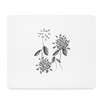 graue pflanzen blumen muster - Mousepad (Querformat) - Weiß - Vorne