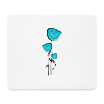 three roses blue symbol flower plant - Mouse Pad (horizontal) - white - Front
