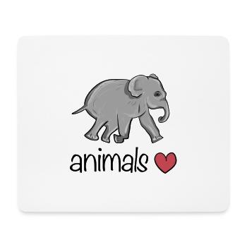 Tiere Herz Elefant Symbol - Mousepad (Querformat) - Weiß - Vorne