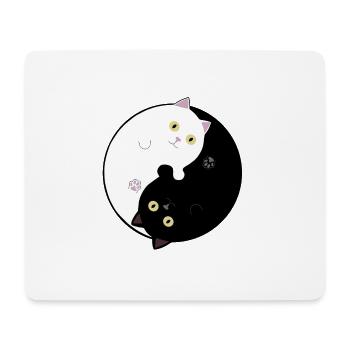 Schwarz-weiße Yin Yang Katzen - Mousepad (Querformat) - Weiß - Vorne