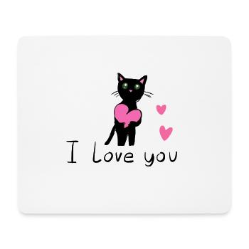 Katze mit rosa Herz Tier liebe - Mousepad (Querformat) - Weiß - Vorne