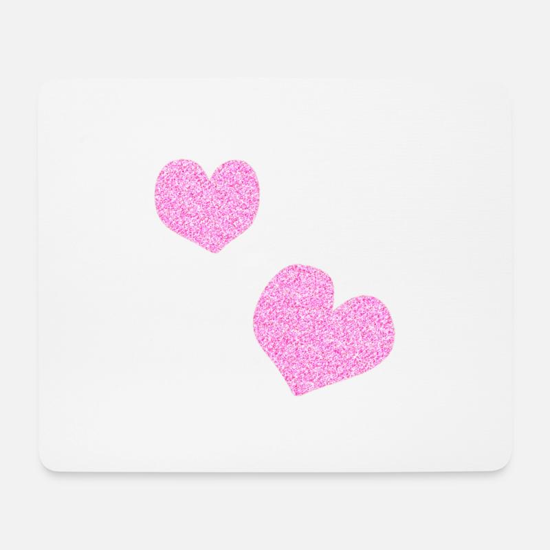 zwei rosa herzen glitzer herz - Mousepad (Querformat) - Weiß