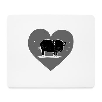 Pig Animal Heart - Mouse Pad (horizontal) - white - Front