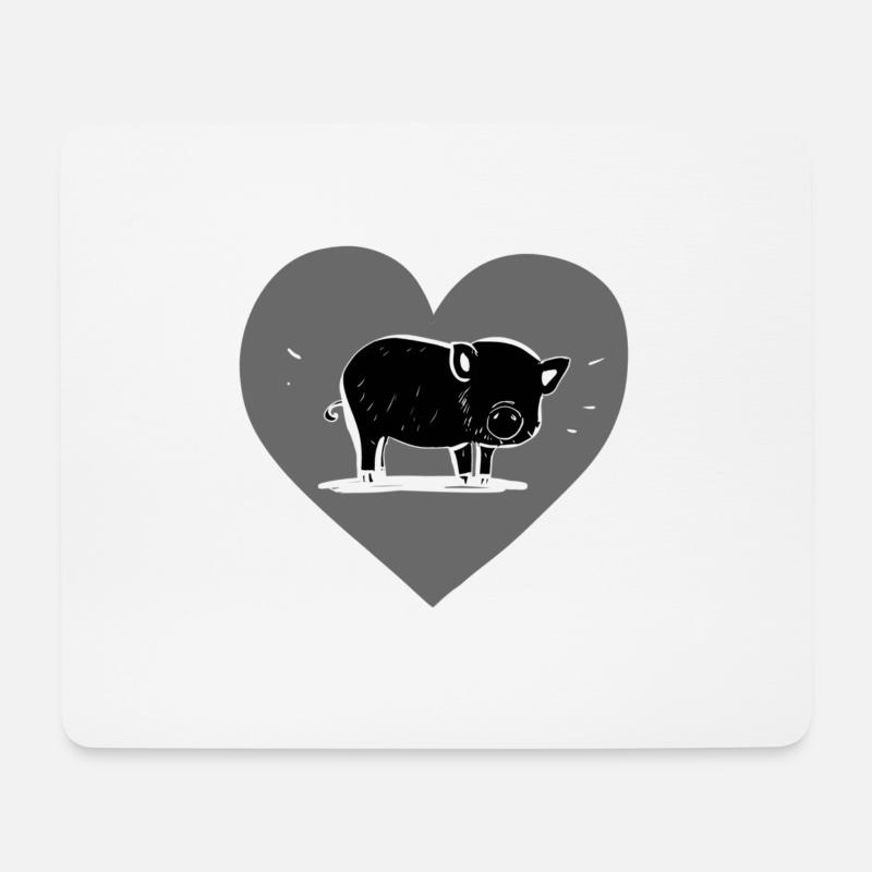Schwein Tier herz - Mousepad (Querformat) - Weiß