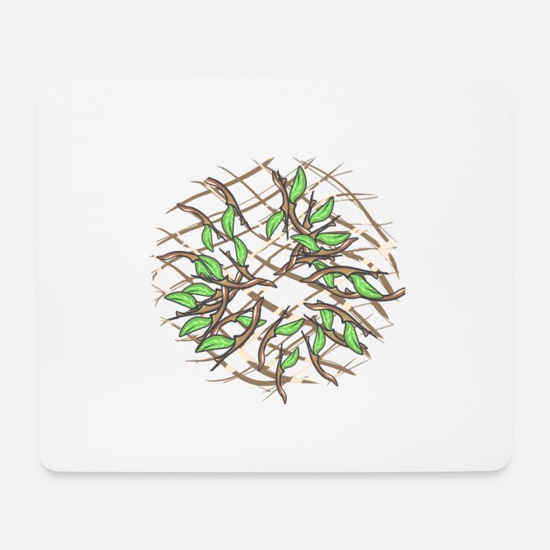 kreuze muster kreuz natur äste blätter - Mousepad (Querformat) - Weiß