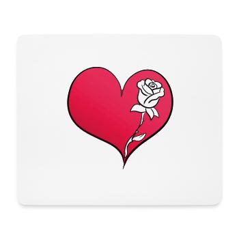 Rose Flower Heart Symbol Pink - Mouse Pad (horizontal) - white - Front