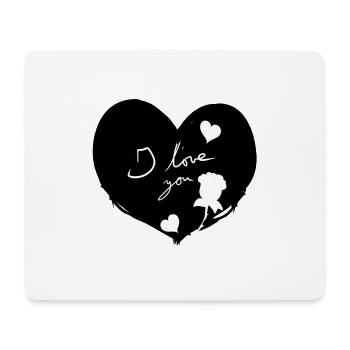 Coeur je t’aime fleurs Symbole de la Saint-Valentin - Tapis de souris (format paysage) - blanc - Devant