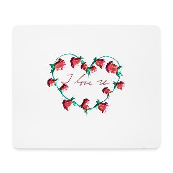 rote pflanzen herz blume ich liebe dich - Mousepad (Querformat) - Weiß - Vorne