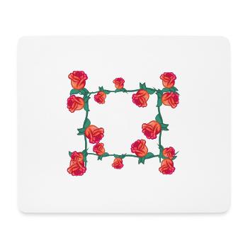 Red Plants Line Flower Rose Rectangle Flowers - Mouse Pad (horizontal) - white - Front