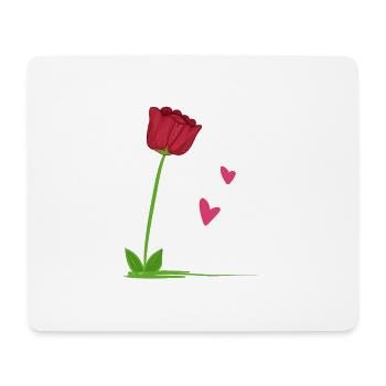 rote rose pflanze blume herzen - Mousepad (Querformat) - Weiß - Vorne