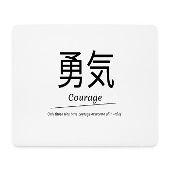 Courage, Courage, caractères japonais, Simple - Tapis de souris (format paysage) - blanc - Devant