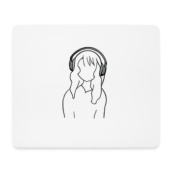 Anime Manga Girl Headphones Listen to Music - Mouse Pad (horizontal) - white - Front