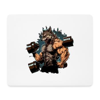 L'homme loup à la salle de musculation - Tapis de souris (format paysage) - blanc - Devant