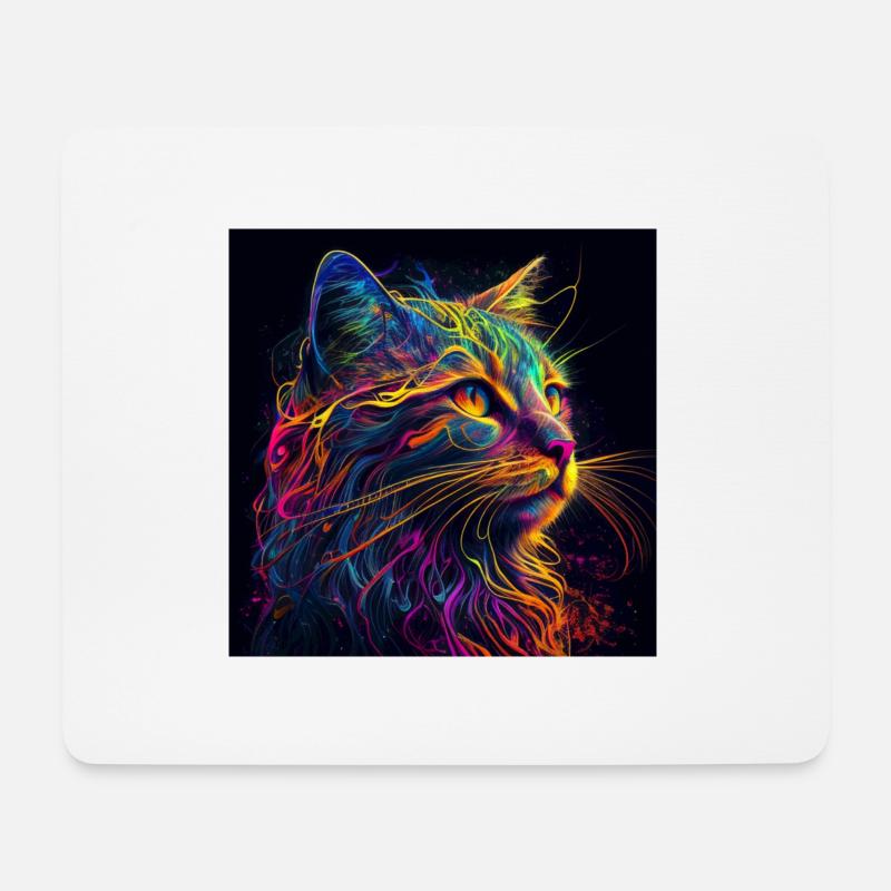 Bunte Katze, farbiges Design - Mousepad (Querformat) - Weiß