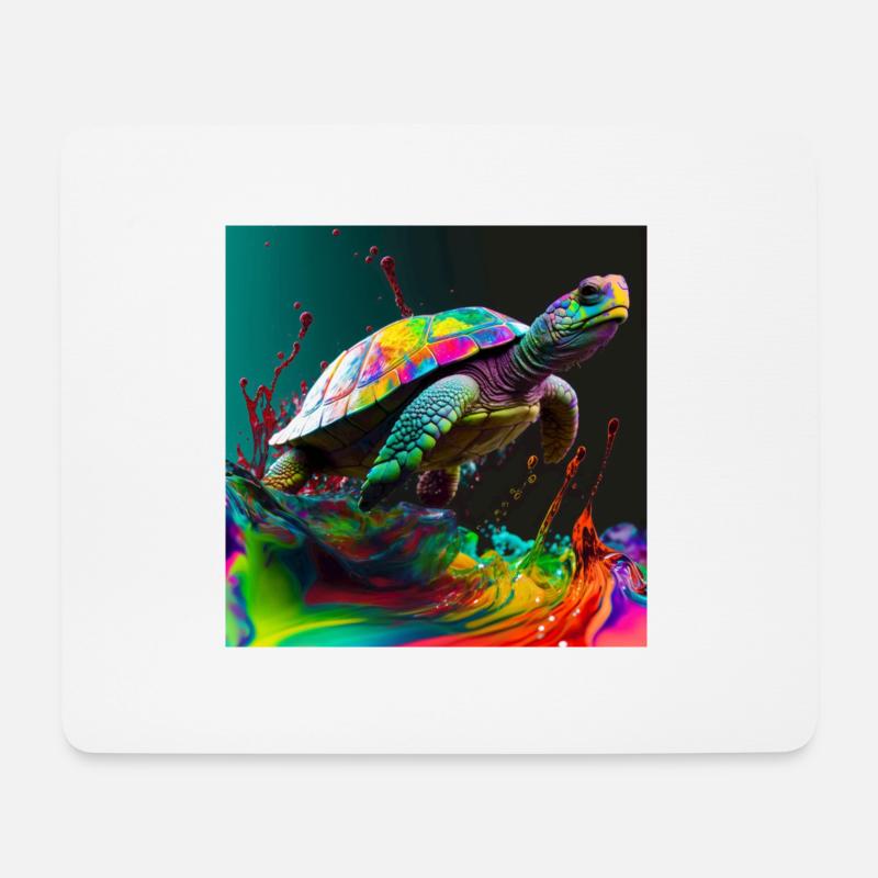 Farbige Schildkröte, einzigartiges Design - Mousepad (Querformat) - Weiß