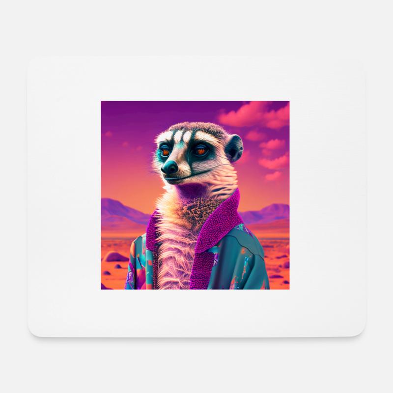 ERDMÄNNCHEN VAPORWAVE, moderne Kunst Neon Farben - Mousepad (Querformat) - Weiß