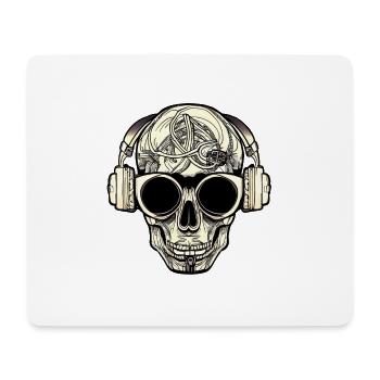 Totenkopf mit Kopfhörer und Sonnenbrille - Mousepad (Querformat) - Weiß - Vorne