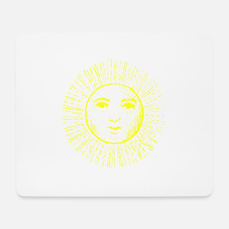 sonne gesicht spirit neon gelb sonnengott yoga - Mousepad (Querformat) - Weiß