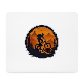 Mountainbiking downhill - Mousepad (Querformat) - Weiß - Vorne