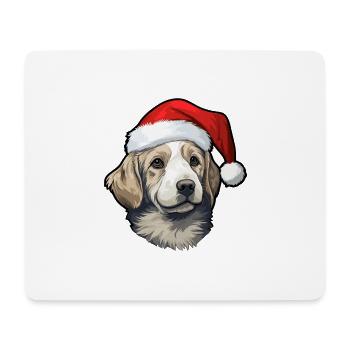 Hund Weihnachten Hunde Winter Haustiere Tier - Mousepad (Querformat) - Weiß - Vorne