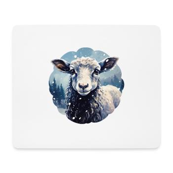 Moutons en hiver - Tapis de souris (format paysage) - blanc - Devant