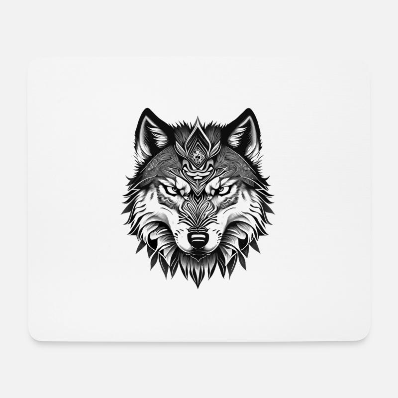 Wolf Head 2 - Mouse Pad (horizontal) - white