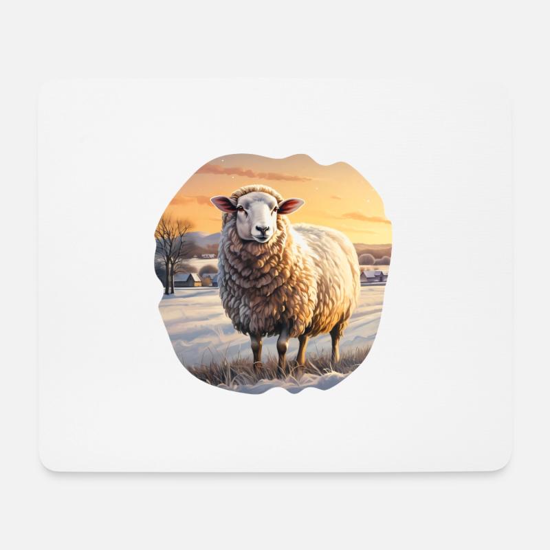 Schaf in Winterlandschaft - Mousepad (Querformat) - Weiß