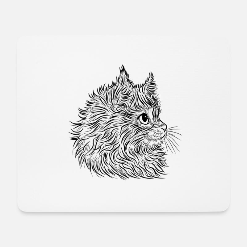 Katze lineart - Mousepad (Querformat) - Weiß