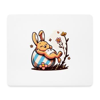Osterhase faul und niedlich - Mousepad (Querformat) - Weiß - Vorne