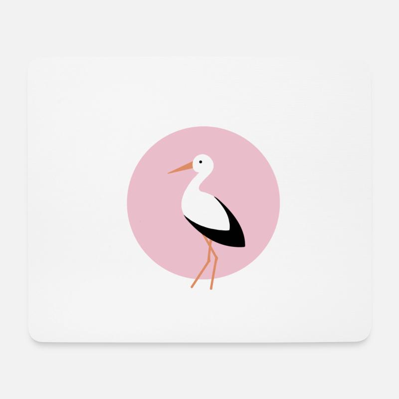 Storch rosa - Mousepad (Querformat) - Weiß