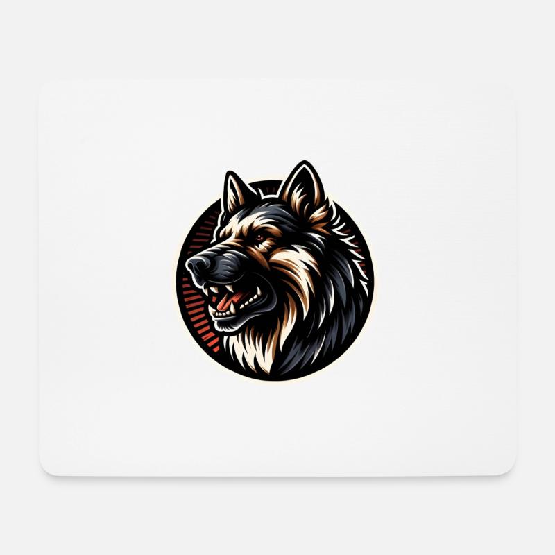 Deutscher Schäferhund cooles Logo - Mousepad (Querformat) - Weiß