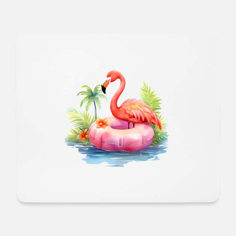 Flamingo in summer - Mouse Pad (horizontal) - white