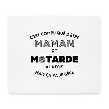 Compliqué d'être maman et motarde ça va je gère - Tapis de souris (format paysage) - blanc - Devant