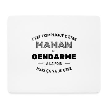 Compliqué d'être maman et gendarme ça va je gère - Tapis de souris (format paysage) - blanc - Devant