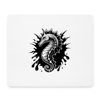 Hippocampe Noir Blanc - Tapis de souris (format paysage) - blanc - Devant