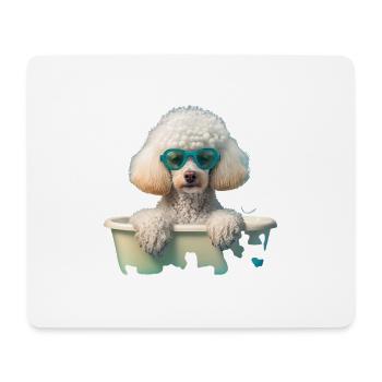 Pudel in Wanne, Hunde Welpe im Bad, Hund - Mousepad (Querformat) - Weiß - Vorne