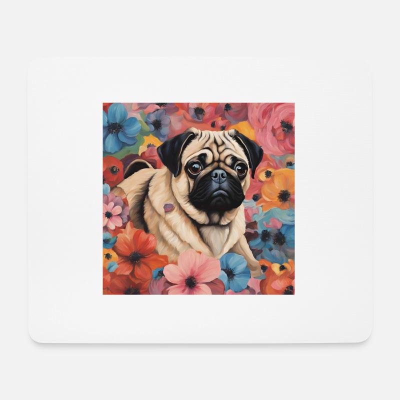 Mops Design - Mousepad (Querformat) - Weiß