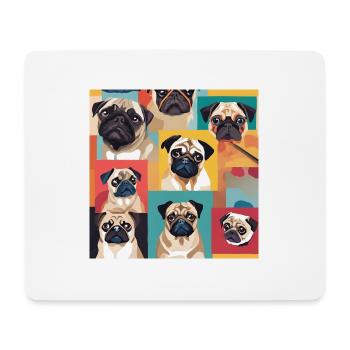 Mops Collage - Mousepad (Querformat) - Weiß - Vorne