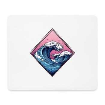 logo vague, forme de losange, dessin océan - Tapis de souris (format paysage) - blanc - Devant