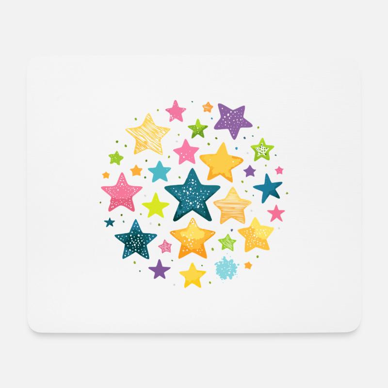sterne,stern,bunte sterne,illustration - Mousepad (Querformat) - Weiß