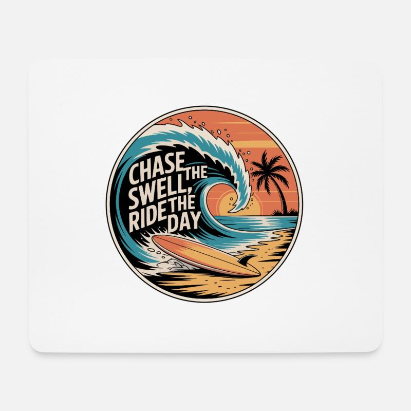 Chase the Swell, Ride the Day - Mousepad (Querformat) - Weiß