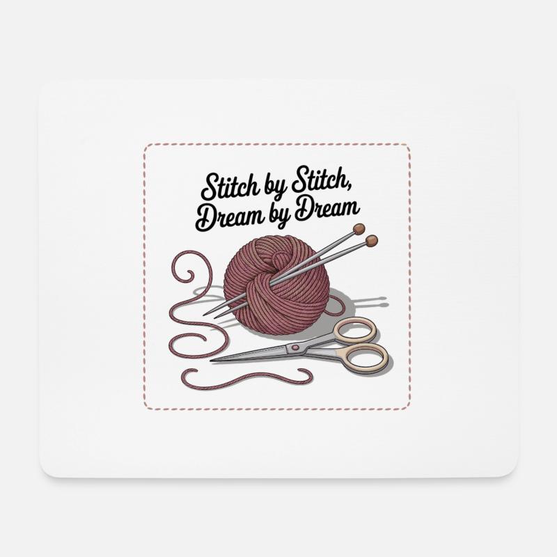 Stitch by Stitch, Dream by Dream - Mouse Pad (horizontal) - white