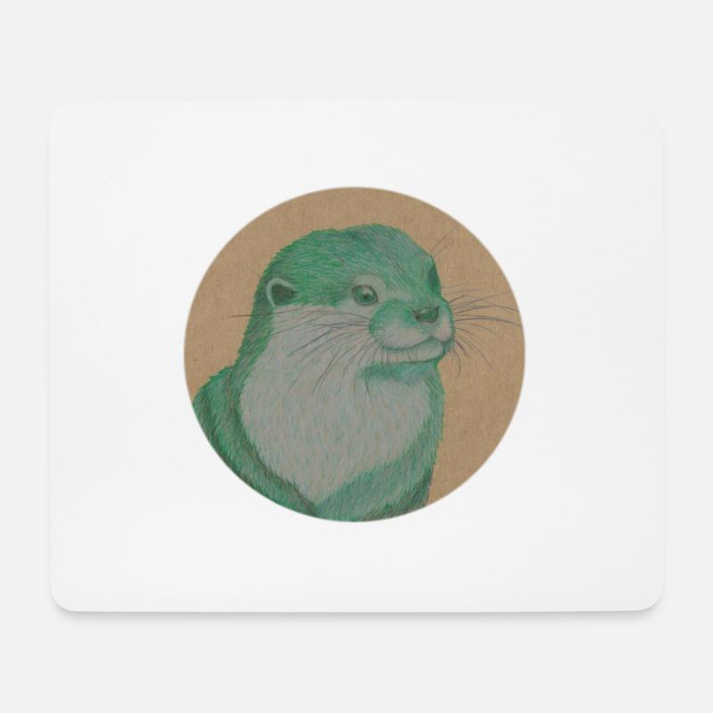 Otter 2 20 11 2022 - Mousepad (Querformat) - Weiß