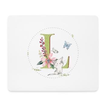 Lettre initiale L avec chat - Tapis de souris (format paysage) - blanc - Devant