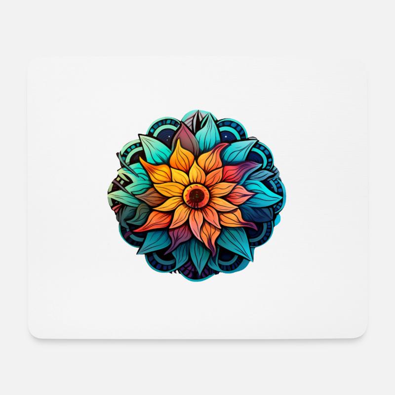 Mandala Lotus - Mousepad (Querformat) - Weiß