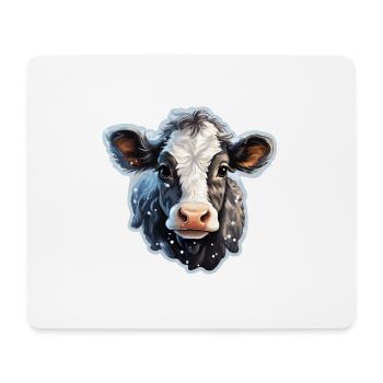 süsses Kälbchen im Schnee - Mousepad (Querformat) - Weiß - Vorne