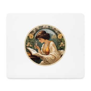 Femme lisant - Tapis de souris (format paysage) - blanc - Devant