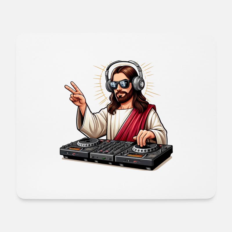 DJ Jesus - Mousepad (Querformat) - Weiß
