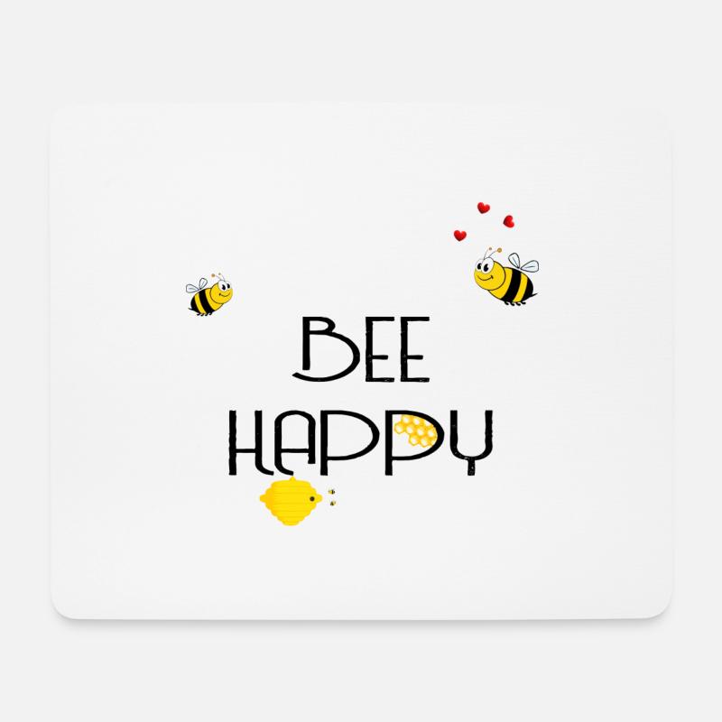 Bee Happy - Mousepad (Querformat) - Weiß