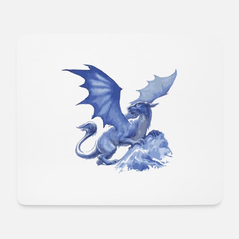 drache ,blau,malerei,graffiti, airbrush,hellblau - Mousepad (Querformat) - Weiß